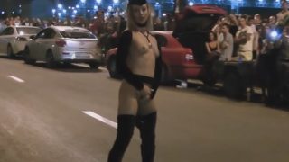 Full Strip Show On Public Road