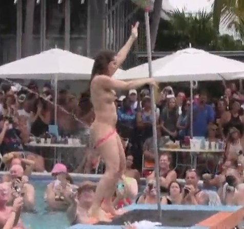 Nude Girls Contest Stripping Down Naked In Pool